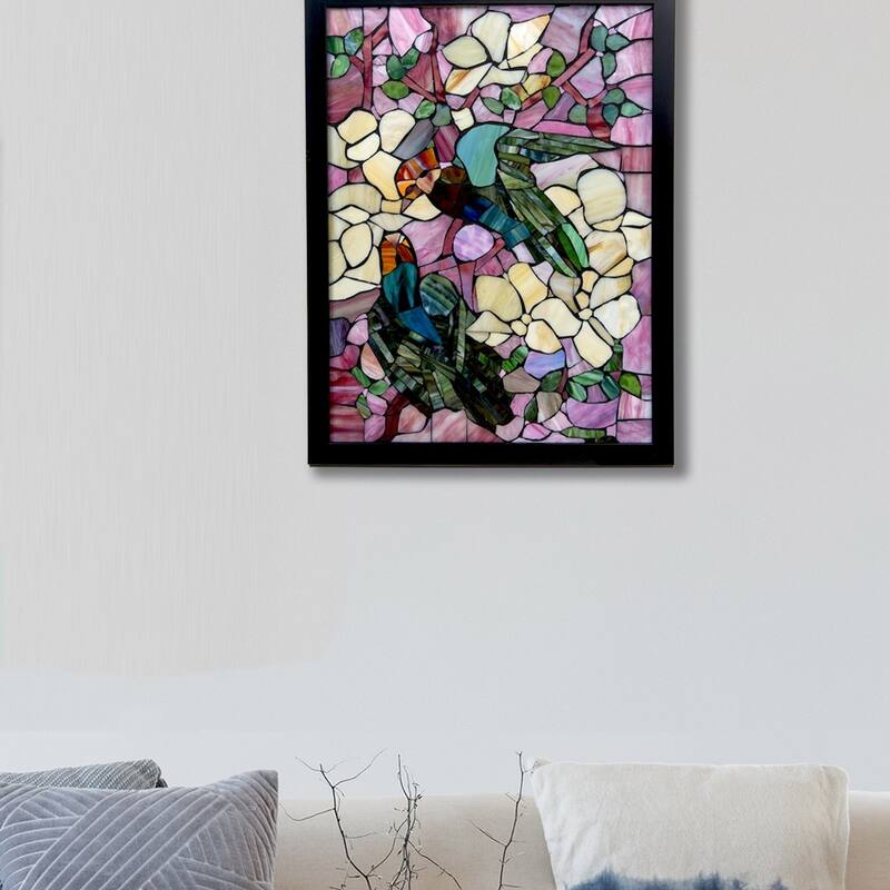 Parrots Mosaic Art Glass Window Panel