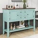 preview thumbnail 1 of 9, Vintage Blue Buffet Sideboard Console Table with Bottom Shelf