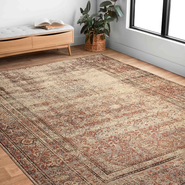slide 2 of 9, Alexander Home Luciano Distressed Brick Oriental Indoor/ Outdoor Rug 2'5" x 11'2" Runner - Natural / Brick
