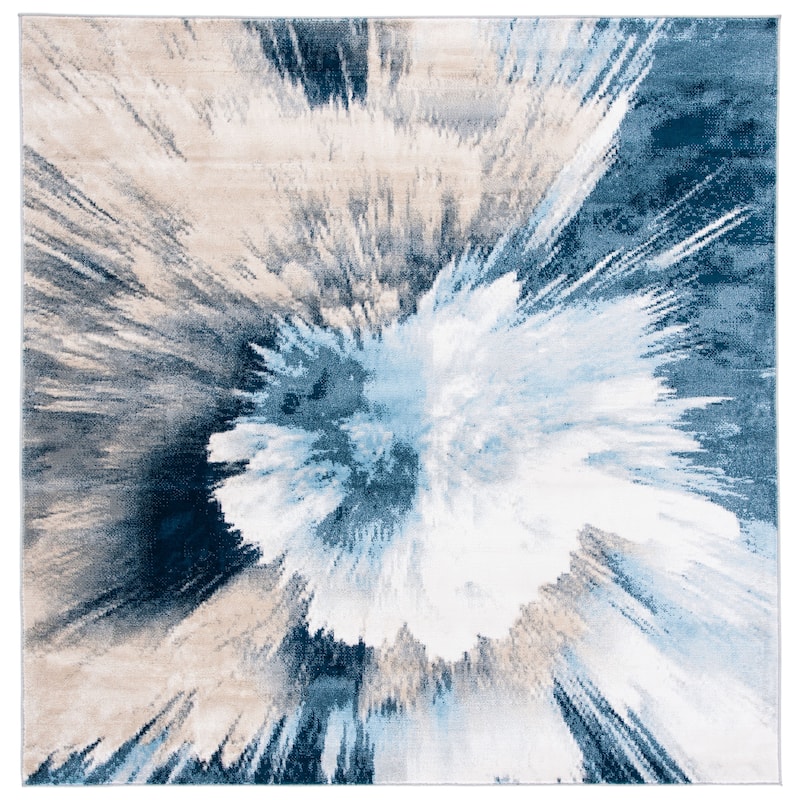 SAFAVIEH Lagoon Sharen Modern Abstract Rug - 6'7" Square - Beige/Blue