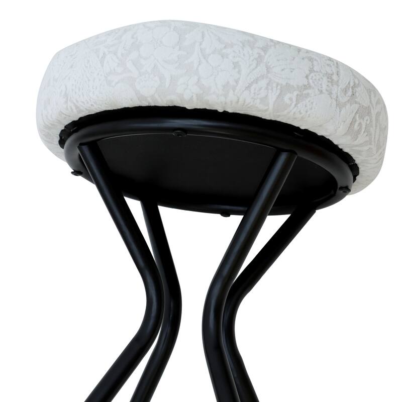 Modern Round Velvet Upholstered Dining Stools Set of 2, Backless Bar Stools with Footrest for Kitchen Island, Dining Room