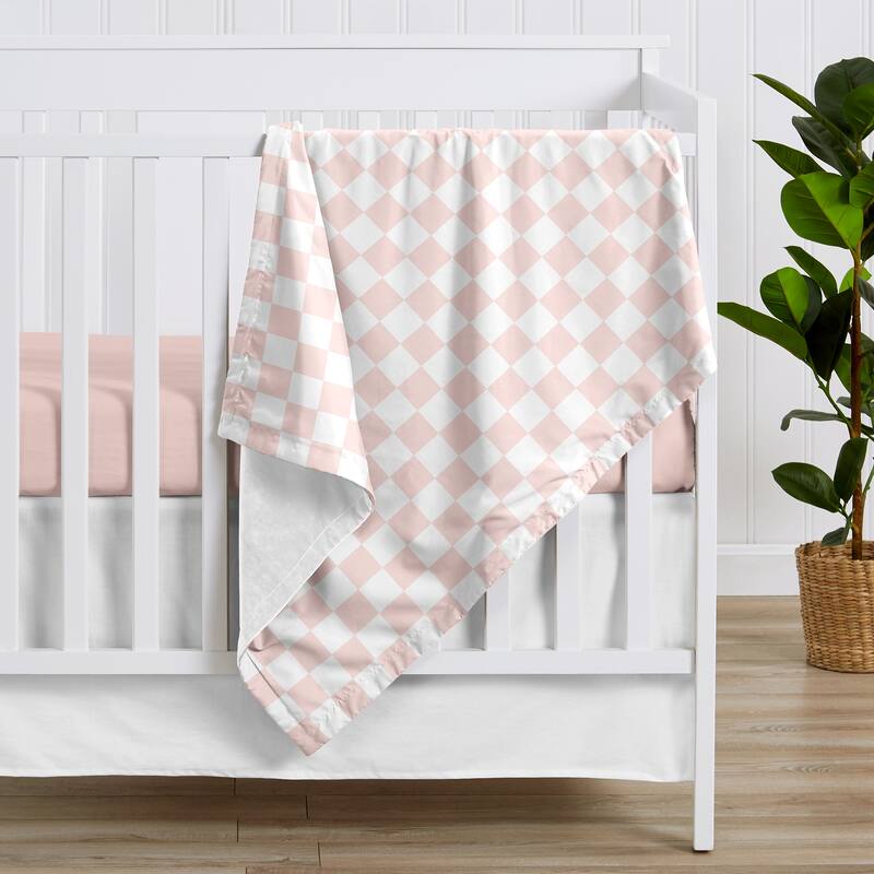 Sweet Jojo Designs Pink Gingham Checkered Plaid Girl Baby Receiving Security Swaddle Blanket -Vintage Classic Checkerboard Retro