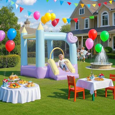 nflatable Bouncy Castle with Slide & Jumping Area Durable 420D+840D Oxford Fabric with 370W Blower for Kids Ages 3–8