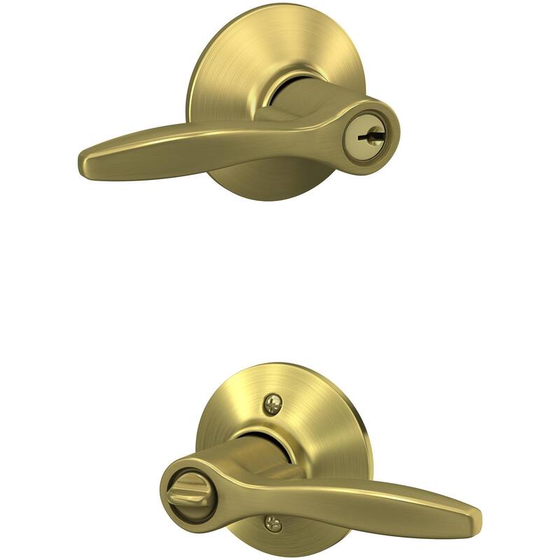 Schlage F51A-DEL Delfayo Single Cylinder Keyed Entry Door Lever Set - Satin Brass