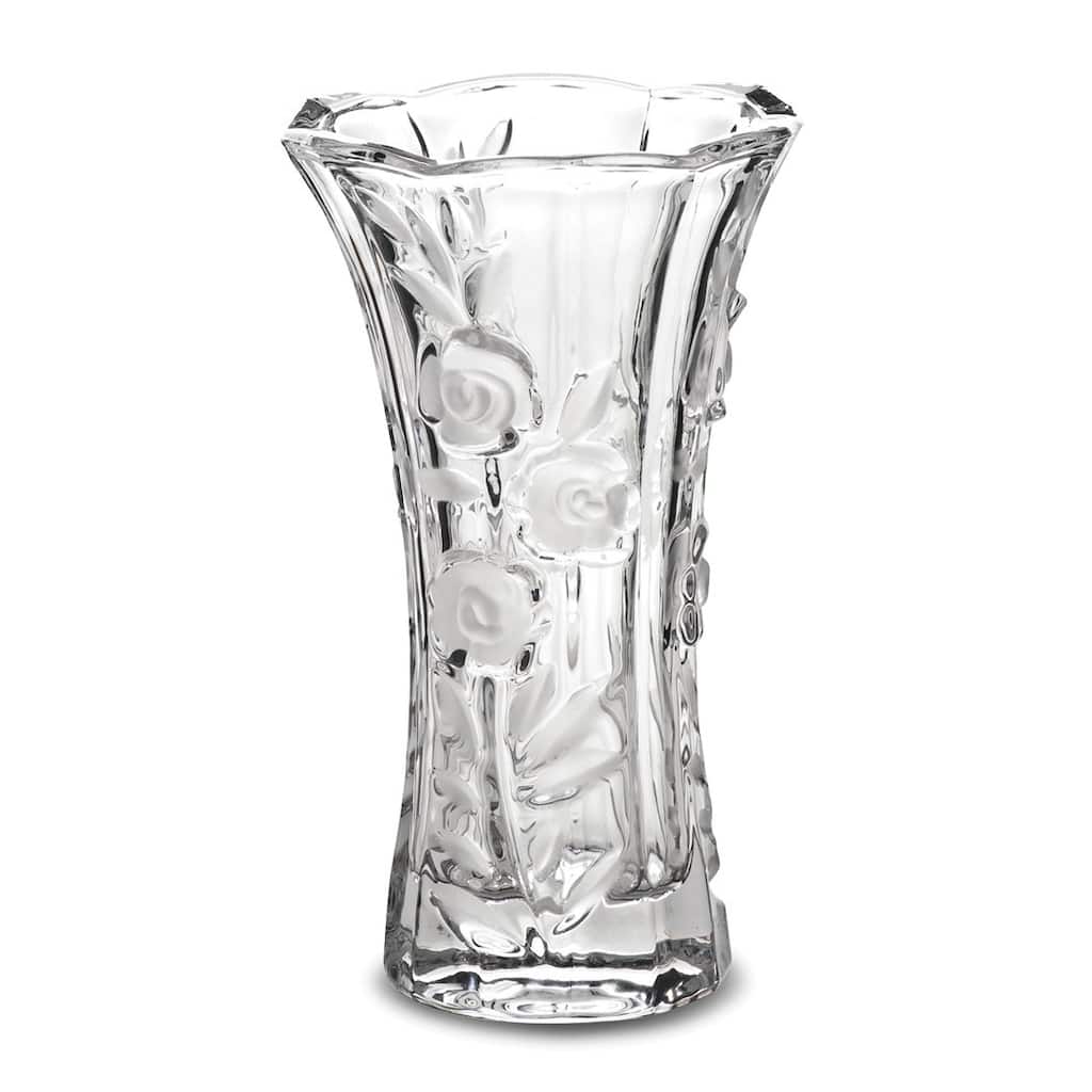 Curata Large Crystal Floral Patterned Bud Vase - 4" x 8.25"