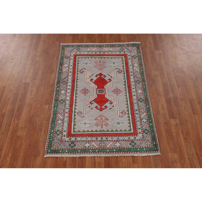 Kazak Foyer Rug Handmade Bedroom Wool Carpet - 3'6" x 4'11"