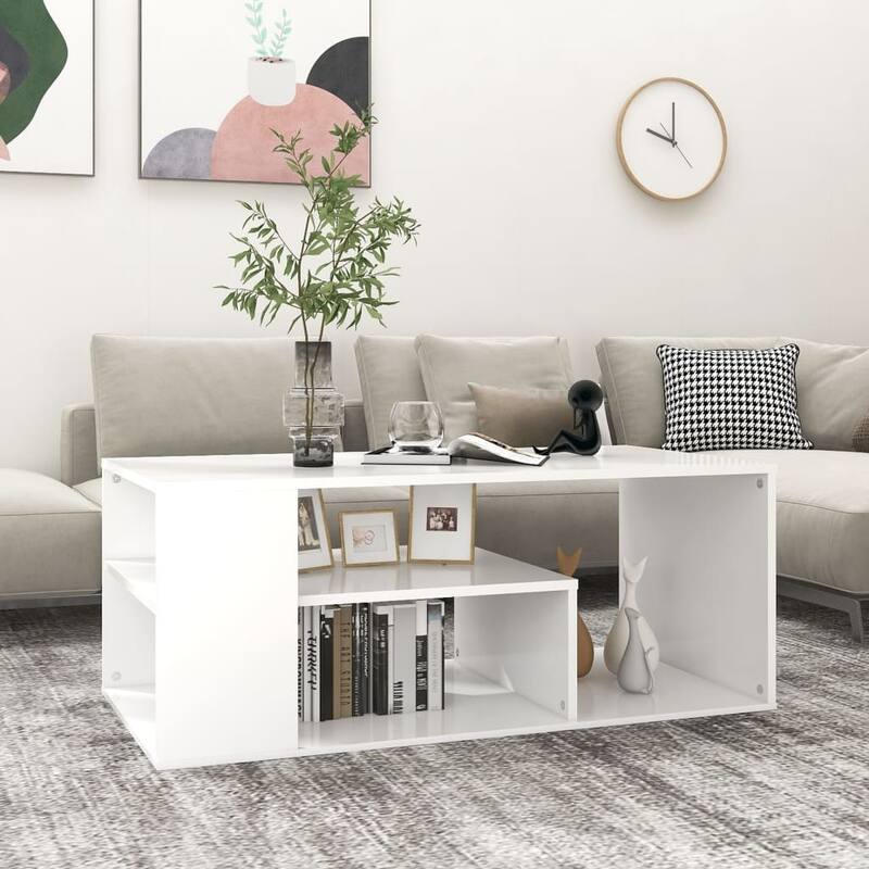 vidaXL Coffee Table White 39.4"x19.7"x15.7" Chipboard