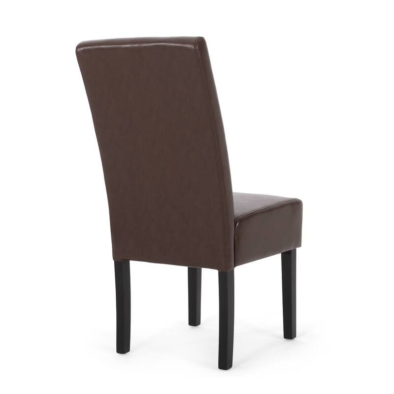Dark Brown Upholstered Chairs Dining Room, PU Dining Chairs Set of 2