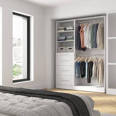 Bestar Florence 61W x 16D Closet System with Rods, Drawers, Shaker