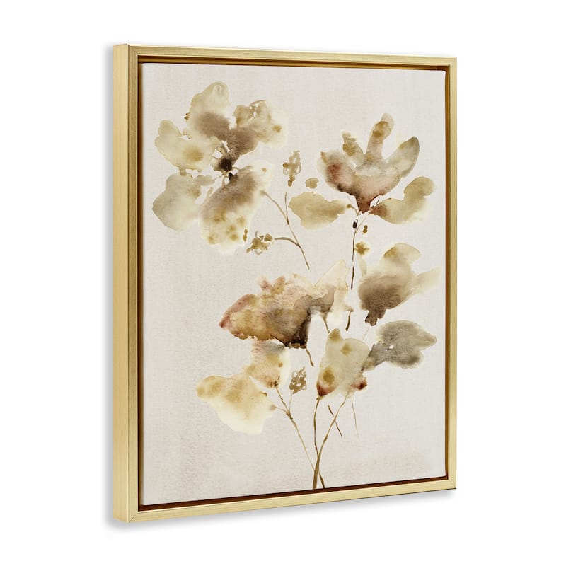 Stupell Neutral Dappled Flower Blossoms Framed Floater Canvas Wall Art Design By Krinlox