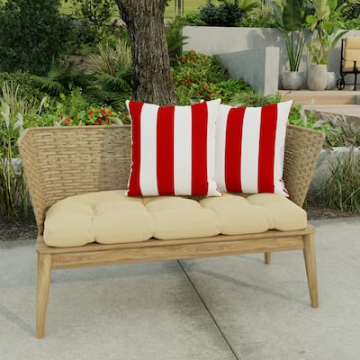 16" x 16" Red Stripe Outdoor Throw Pillow - Set of 2 - 16'' L x 16'' W x 4'' H