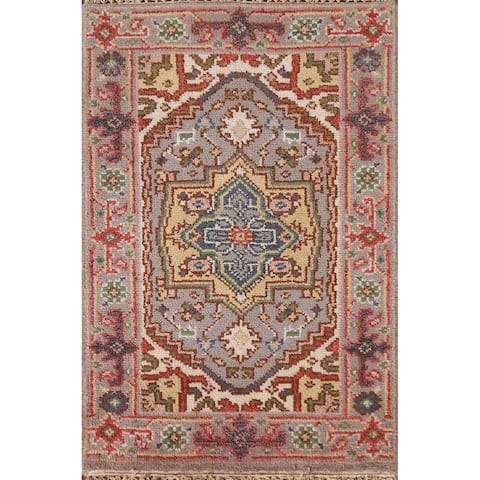 Heriz Serapi Oriental Rug Handmade Grey Wool Carpet - 2'0"x 3'0"
