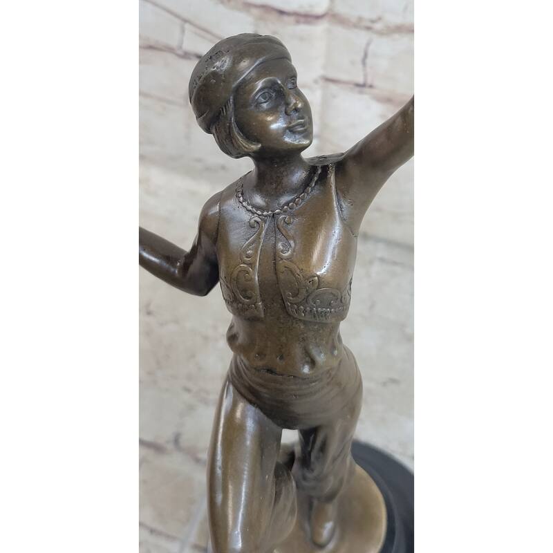 Parrot Girl Bronze Figure Statue Sculpture After Paul Philippe Dancer Girl Bird