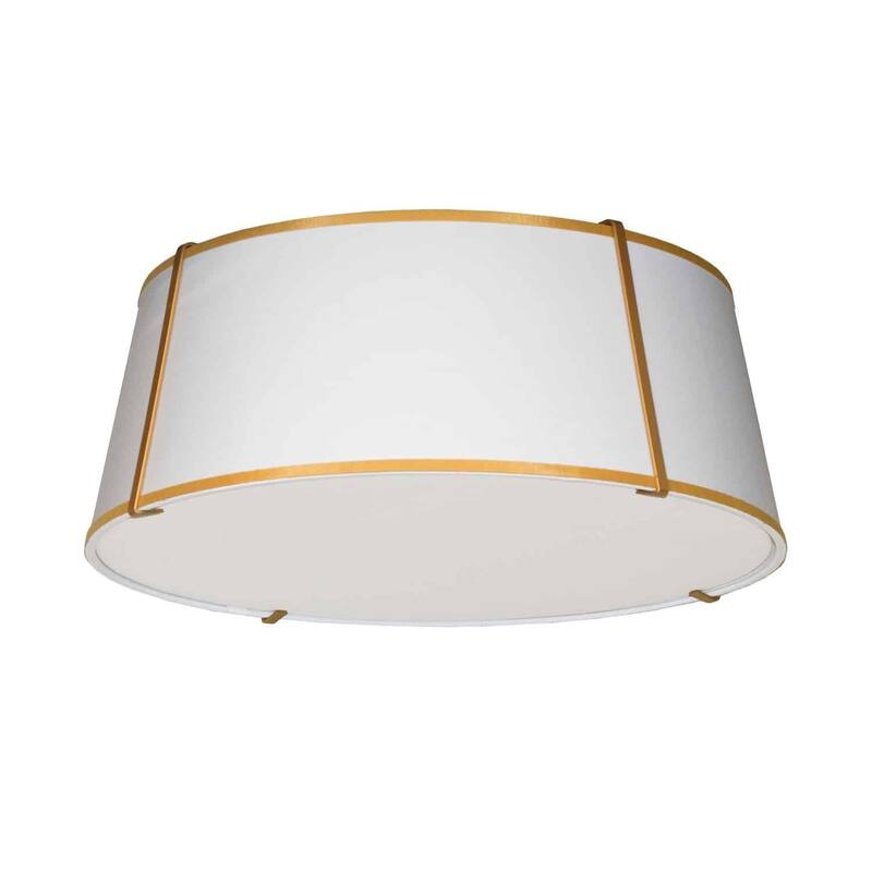 4 Light Flush Mount Ceiling Light, Gold Trapezoid Fixture with White Shade - 22