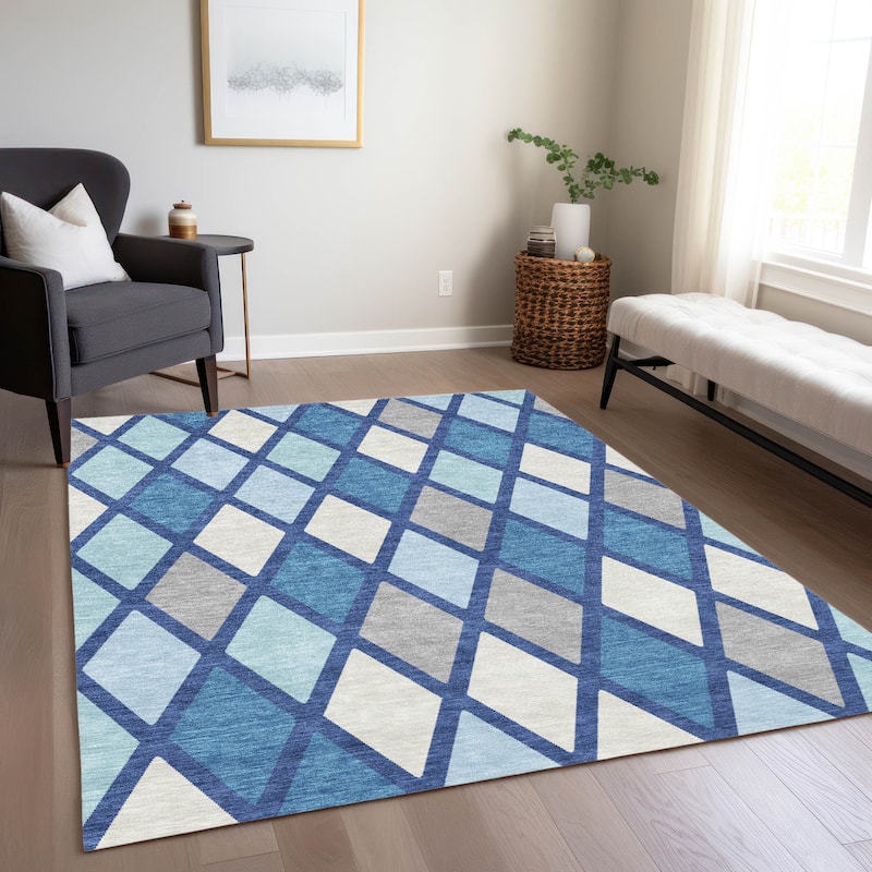 Machine Washable Indoor/ Outdoor Chantille Prism Diamond Rug