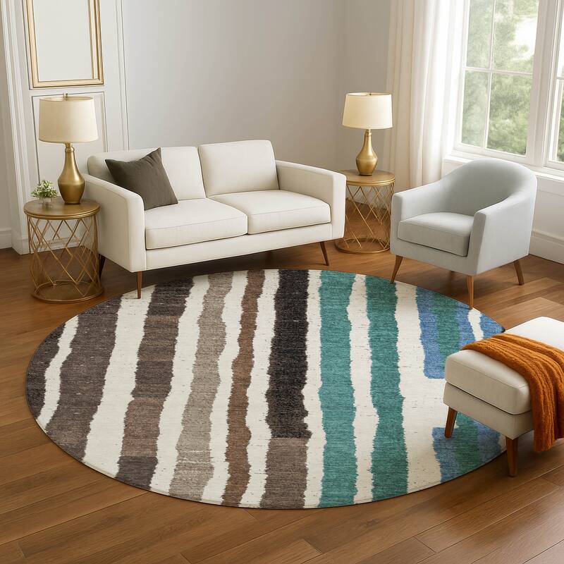 Premium Washable Super Soft Modern Stripe Mayfield Rug - Brown - 8' x 8'