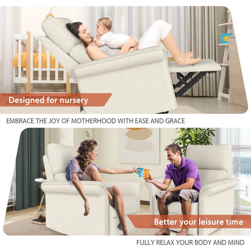 Power Swivel Rocker Recliner Chair for Adults,Rocking Glider Recliner for Small Spaces,Fabric Rocking Chair for Nursery