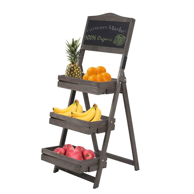 3-Tiered Free Standing Chalkboard Wood Plant Stand - 20 in. x 42 in. x 15 in.