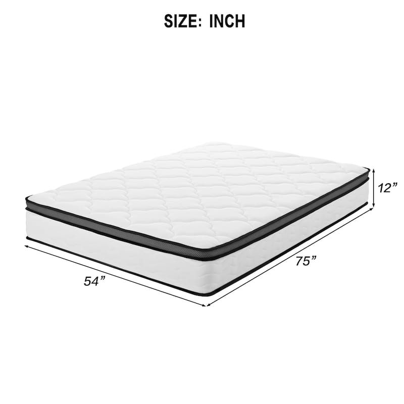 Full Mattress, 12 Inch Full Hybrid Mattress in a Box,Individually Wrapped Pocket Coils Innerspring Mattress, Medium Firm