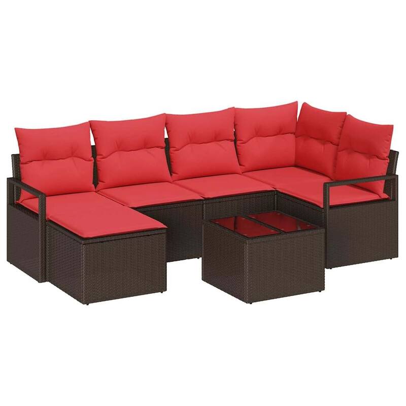 7 Piece Garden Sofa Set with Cushions - 91.3×48×27.2