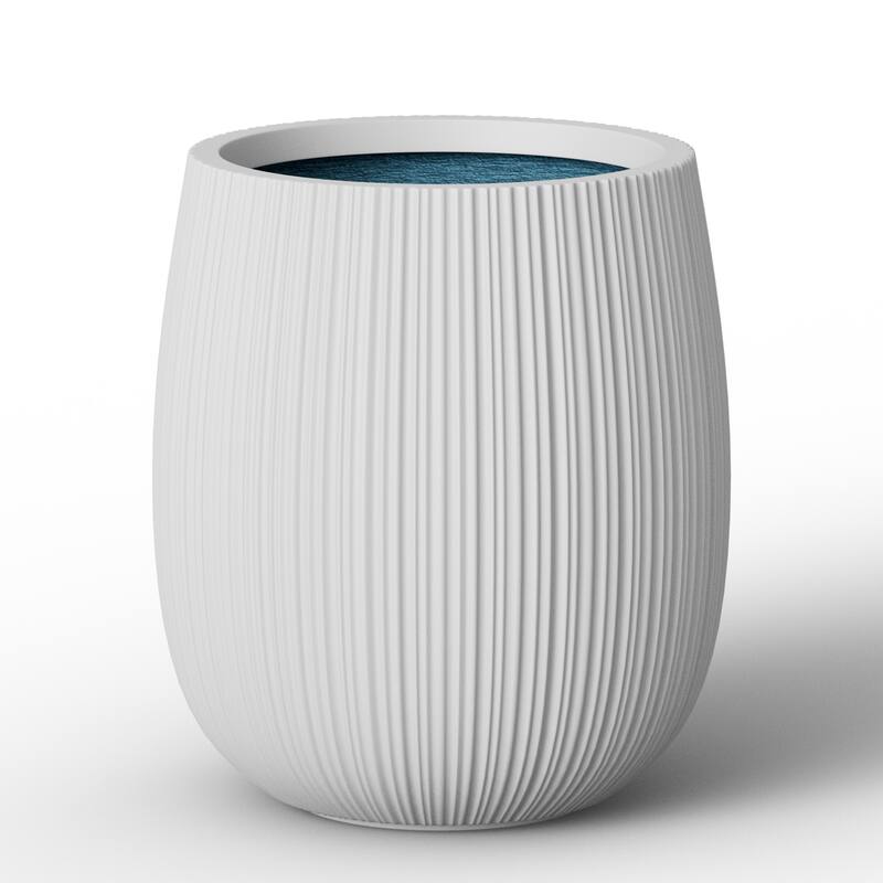 Concrete Round Planter with Enhanced Interior - 12.5 x 14.5 - Pearl White(Enhanced Interior)