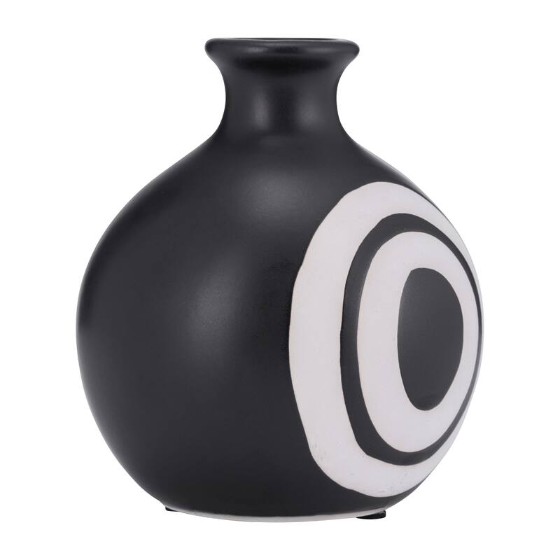 Sagebrook Home Ceramic Abstract Two Toned Modern Vase - Abstract Black