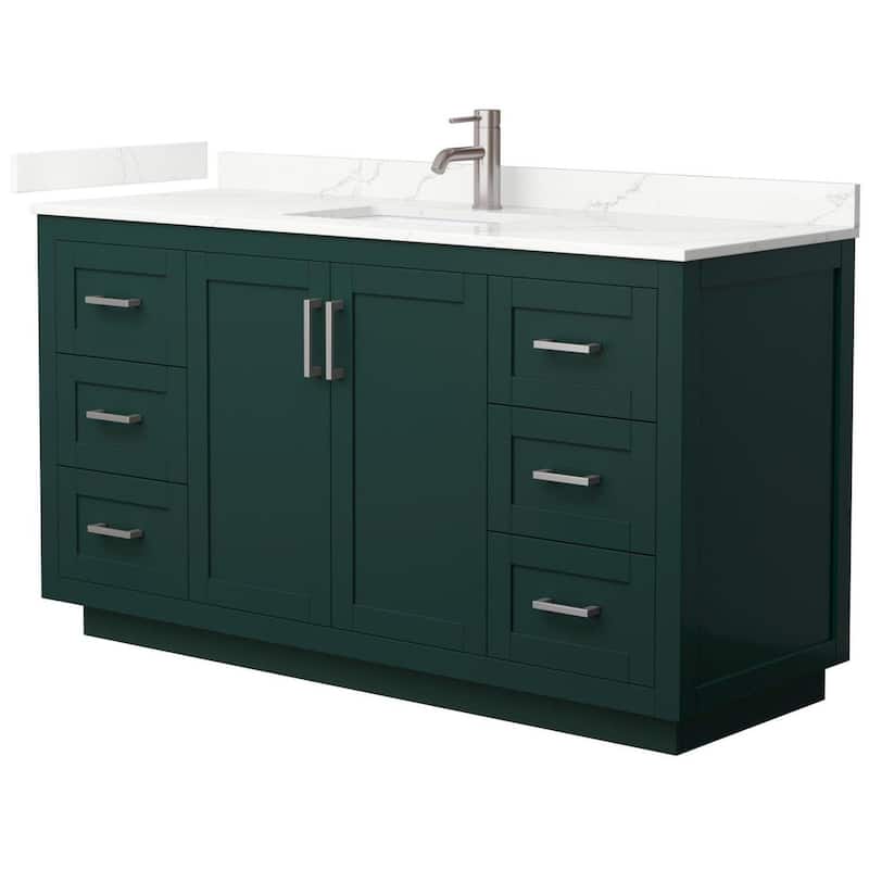 Wyndham Collection WCF292960S-QTZ-UNSMXX Miranda 60" Free Standing - Green / Giotto Quartz Top / Brushed Nickel
