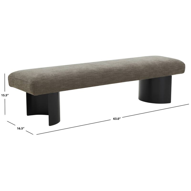SAFAVIEH Couture Raelee Metal Legs Bench - 63Wx17Dx16H - Brown/Black