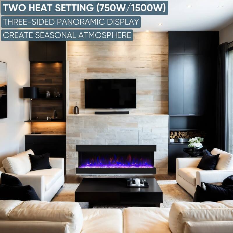 Electric Fireplace Heater with Multi Color Flam