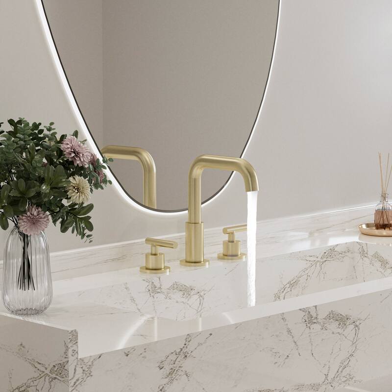 Modland 3-Hole Bathroom Faucet with 360-degree Swivel Spout, CUPC Certified & Leak-Proof, Luxury Brushed Gold