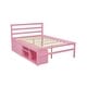 preview thumbnail 5 of 8, Full Size Platform Bed with Removable Storage Shelves, Wooden Bed with Built-in Two Storage Drawers for Bedroom, Pink