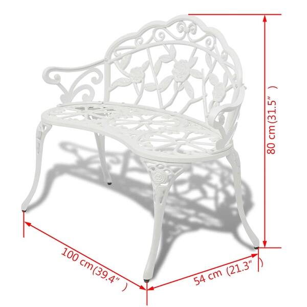 vidaXL Patio Bench 39.4" Cast Aluminum White - 139.4"x21.3"x31.5"