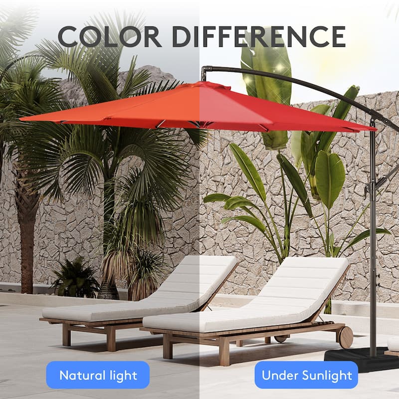 11 ft.Aluminum Curvy Cantilever Offset Hanging Patio Umbrella With Sandbag Base