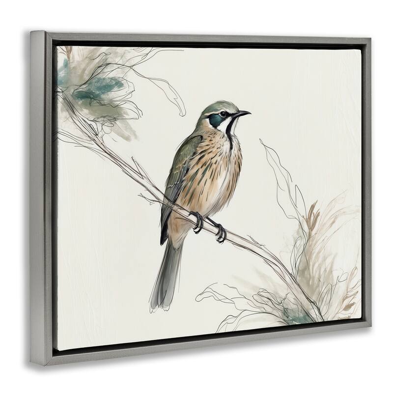 Stupell Illustrated Wildlife Bird Framed Floater Canvas Wall Art Design By LSR Creative Studio