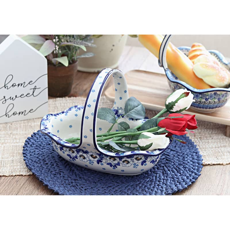 Blue Rose Polish Pottery 876 Ceramika Artystyczna Basket