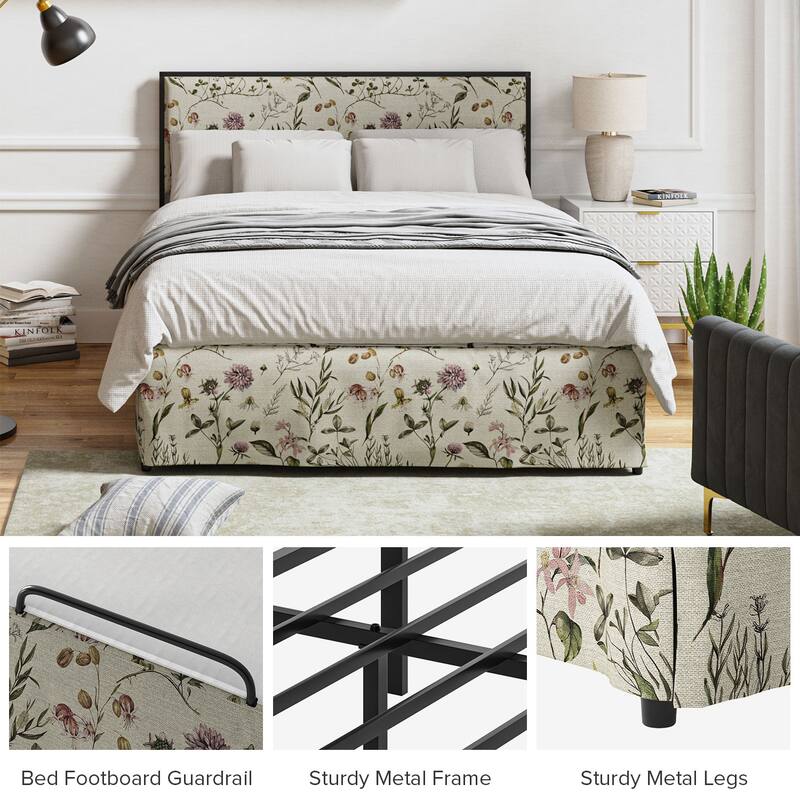 Oliver Modern Washable Slipcover Bed Upholstered Metal by HULALA HOME