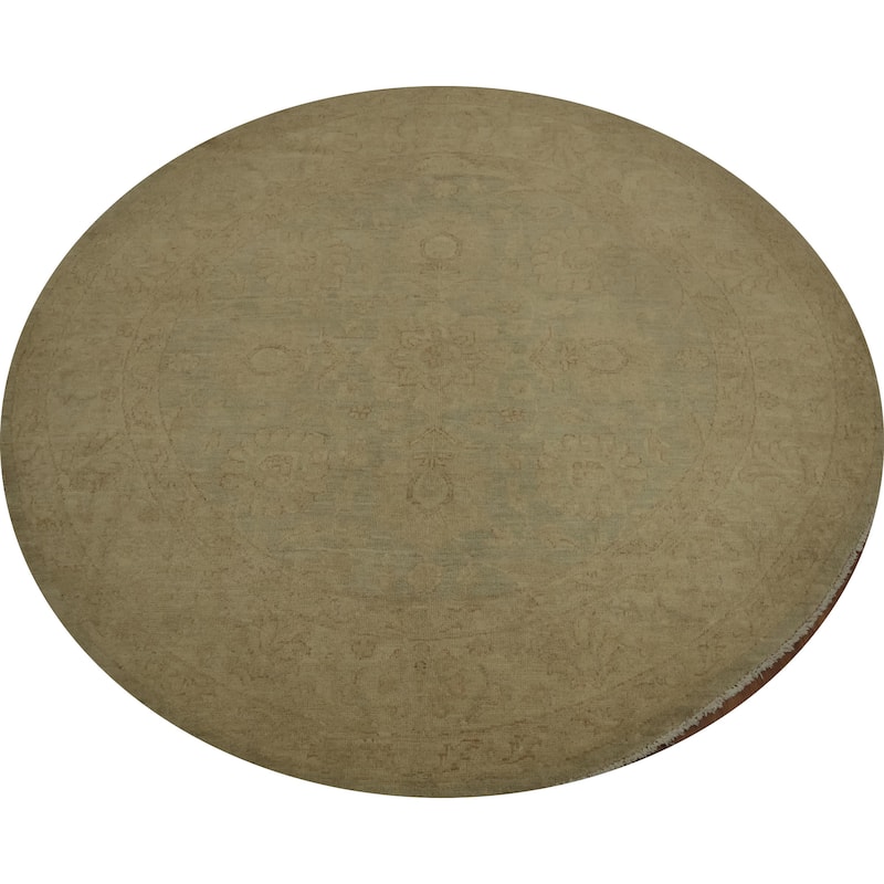 Hand Knotted Oriental 100% Wool Carpet Traditional Floral Green Peshawar Area Rug - 4' 10'' X 4' 11''