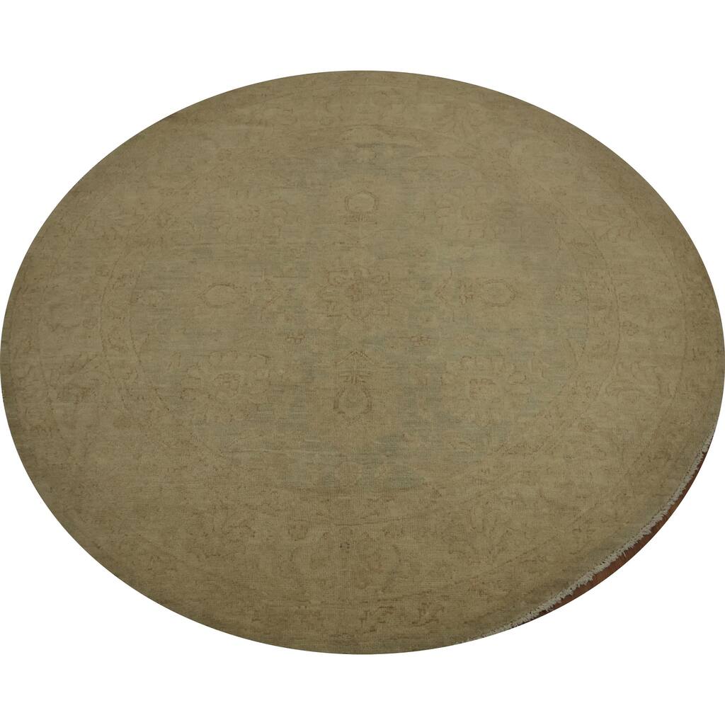 Hand Knotted Oriental 100% Wool Carpet Traditional Floral Green Peshawar Area Rug - 4' 10'' X 4' 11''