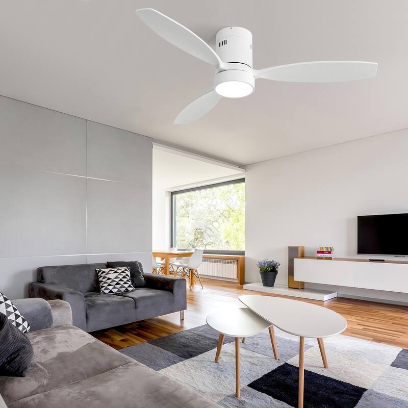 52 Inch Flush Mount Ceiling Fan with Remote, 6-Speeds Reversible DC Motor Ceiling Fan for Bedroom Living Room Kitchen