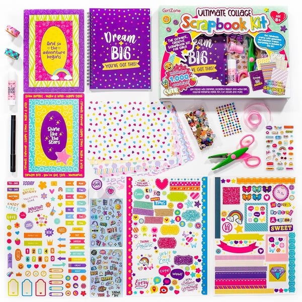 slide 2 of 5, Paper Junkie Ultimate Collage Scrapbook Kit, Make a 40-Page Photo Album Scrapbook