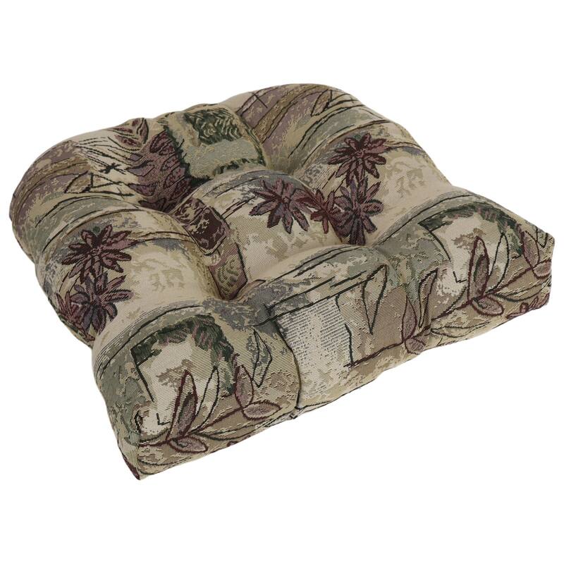 19-inch Rounded Back Tapestry Chair Cushion (Multiple Patterns, Set of 1,2, or 4) - 19 x 19 - Japanese Gardens - Single