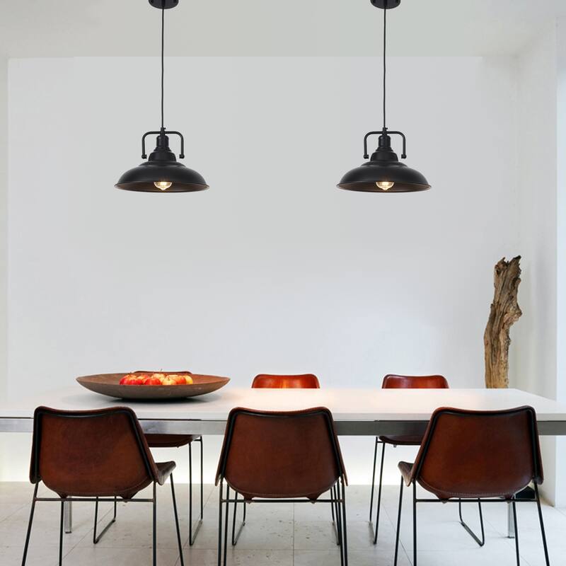 1-Light Rustic Hanging Kitchen Pendant Light Island Ceiling Light with Metal Shade for Dining Room