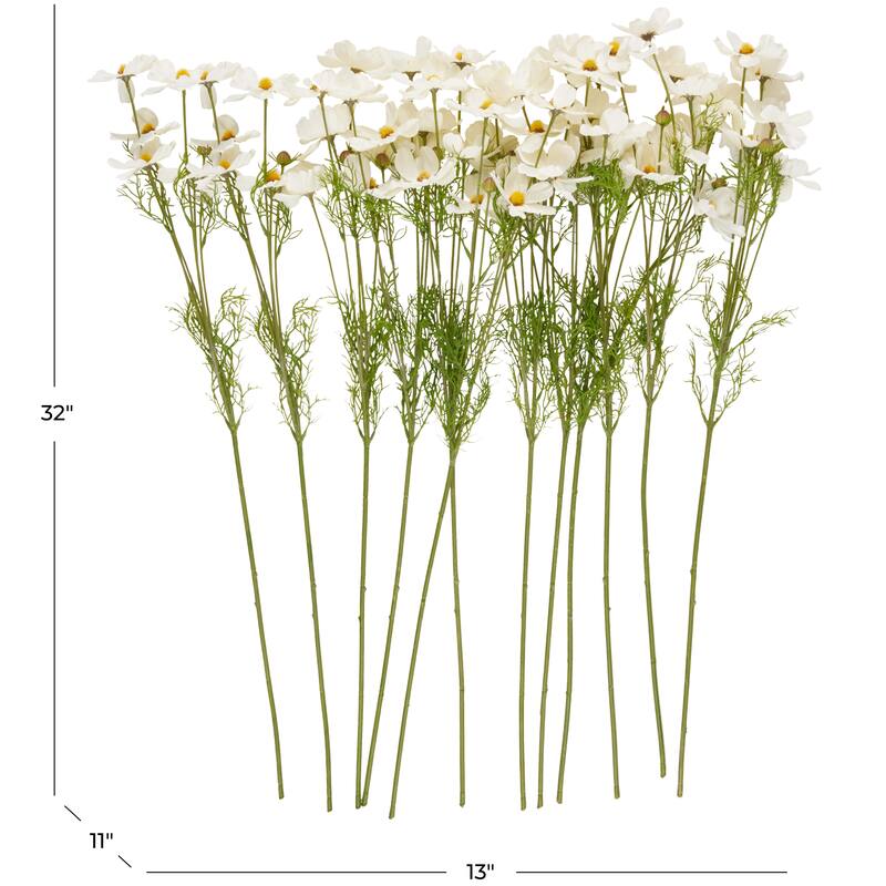 White Faux Foliage Tall Galsang Artificial Flower Stem (Set of 12)