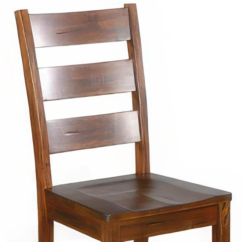 Reggie Dining Chair Set of 2, Ladderback, Dark Brown Mahogany Wood