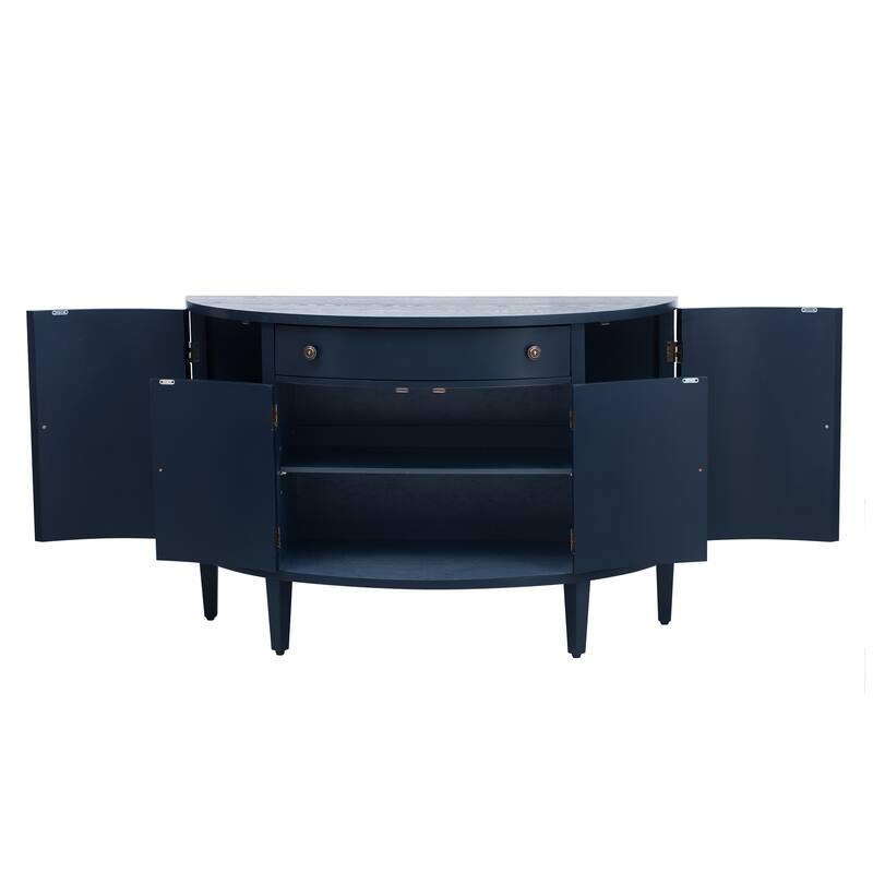 Curved Design Storage Cabinet with Adjustable Shelves and Drawer