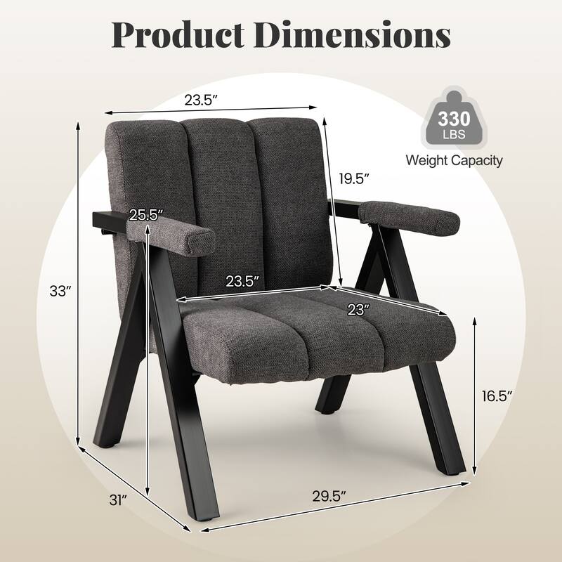 Metal Fabric Oversized Accent Chair with Tufted Cushion - 29.5" x 31" x 33"