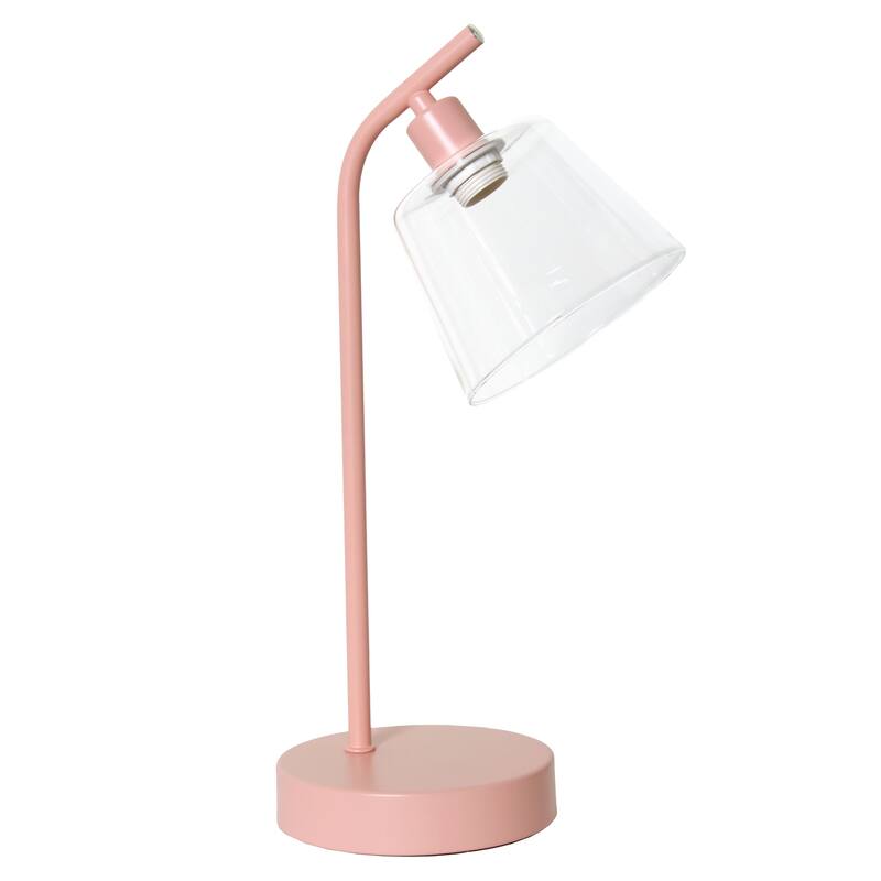 Angled Desk Lamp with Clear Ribbed Glass Shade - 15.75" - Pink