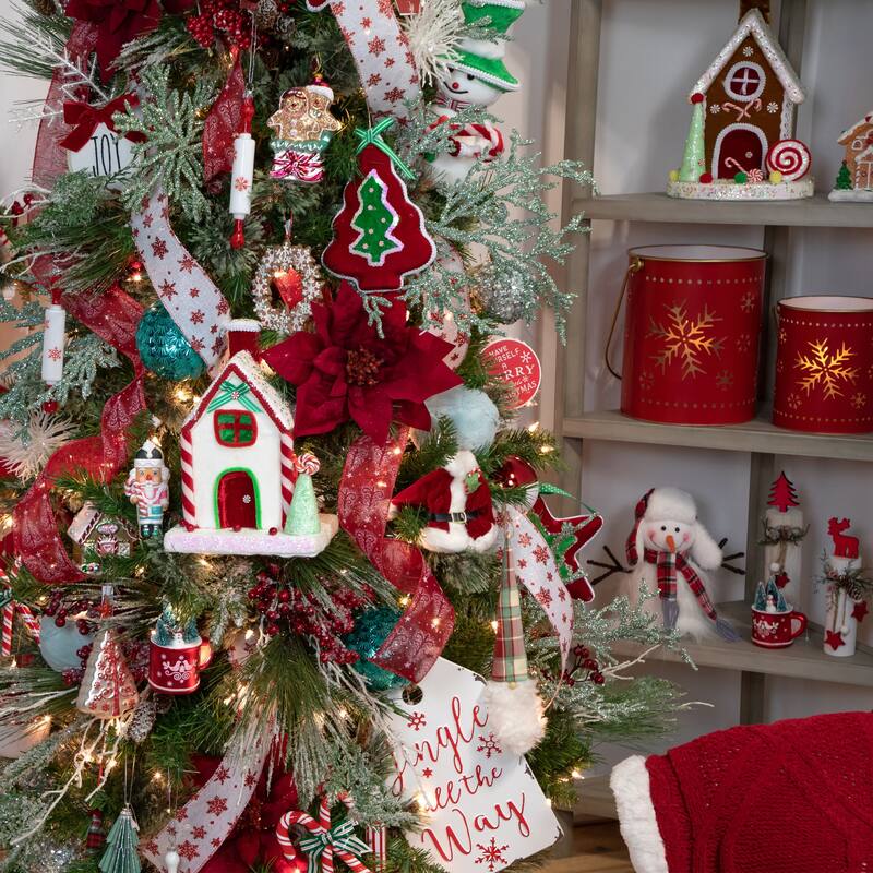 7.5" Red and Green Peppermint Tree Christmas Ornament