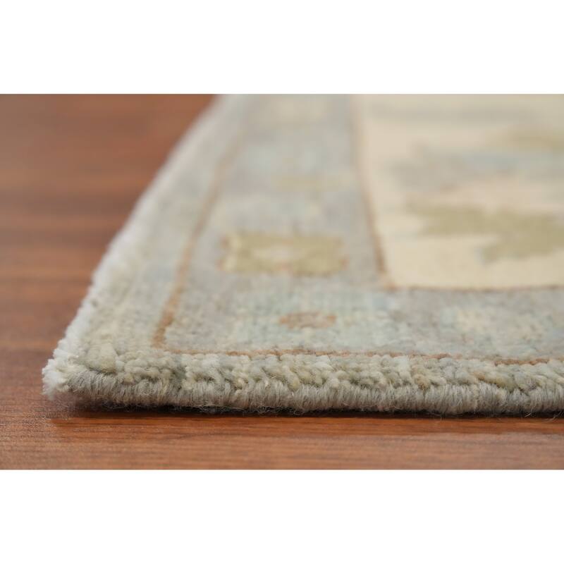 Hand Knotted Oriental 100% Wool Carpet Transitional All-Over Greys & Charcoal Oushak Area Rug - 9' 11'' X 8' 0''