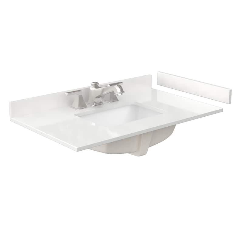 Sheffield 36-inch Single Vanity, 3 Hole Quartz Top, Med Cabinet